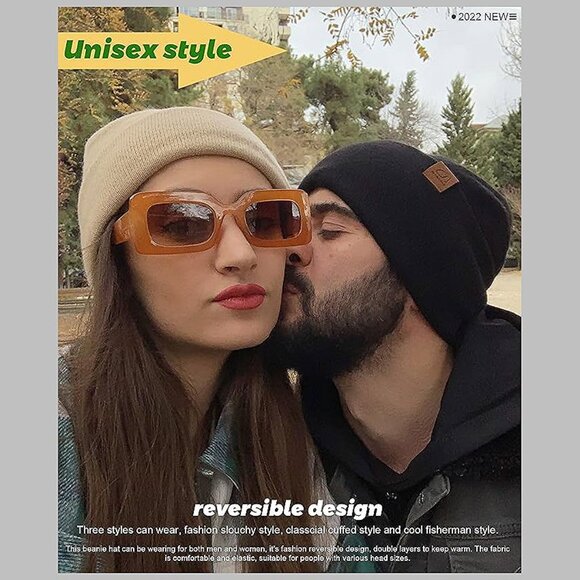 Knit Beanies Winter Hats for Women,Black - Picture 7 of 8